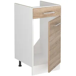 Vicco, Regal, Spülenunterschrank R-Line, Sonoma/Weiss, 40 cm ohne Arbeitsplatte (46 x 40 x 81.60 cm)