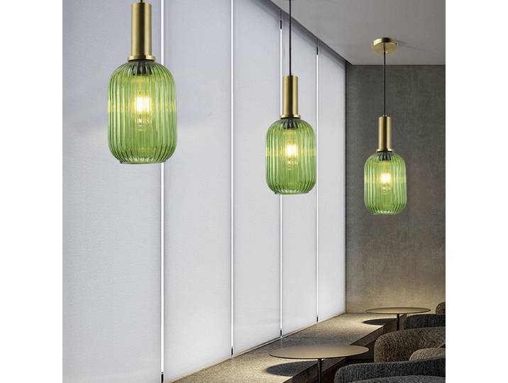 Verre vert pendentif LED lumières lampe suspendue E27 Vintage rétro lustre salle à manger cuisine chevet lustre éclairage de nuit