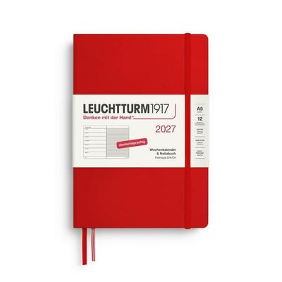 Wochenkalender & Notizbuch Medium (A5) 2027, Cherry, Deutsch
