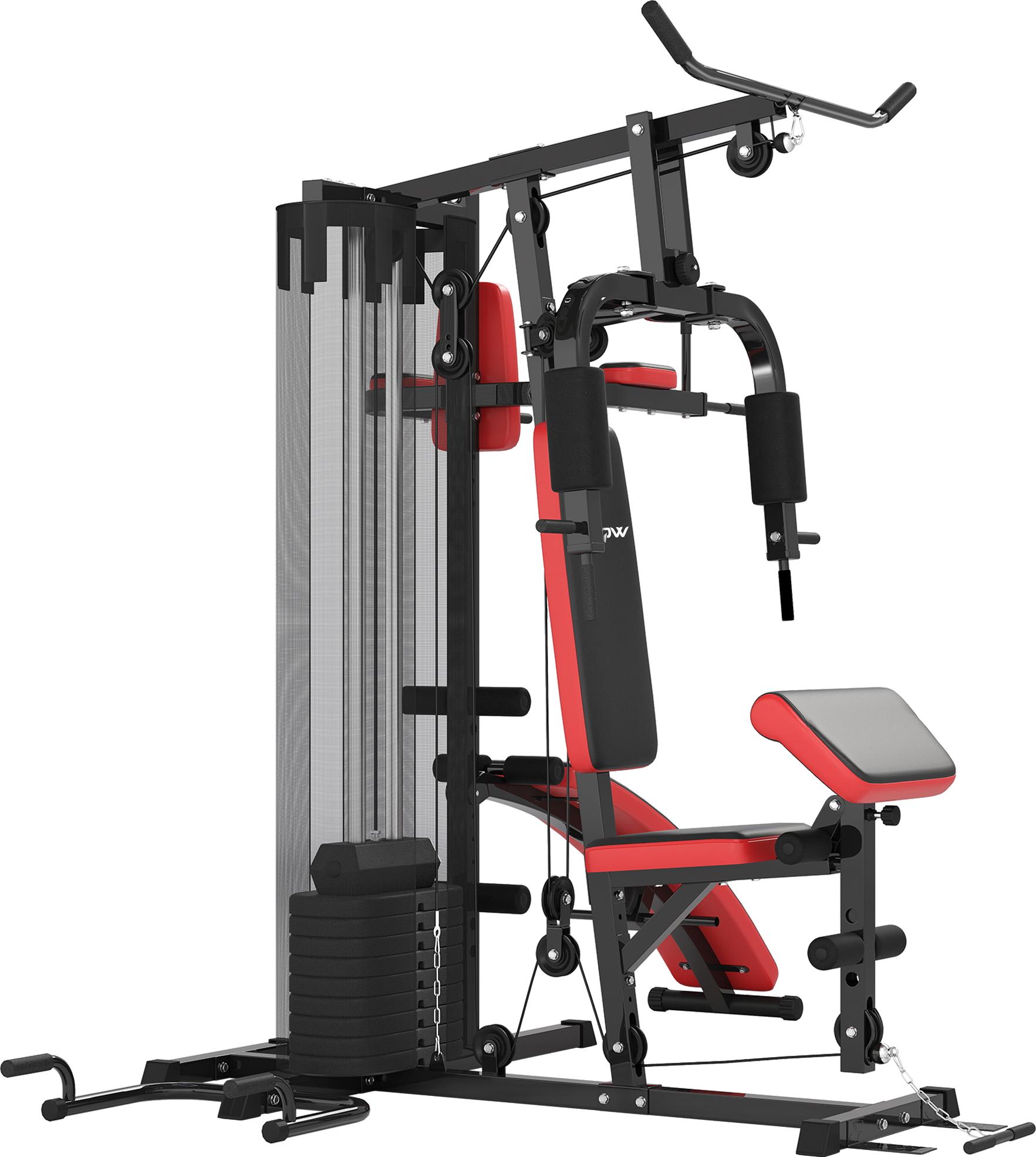 SPORTNOW Mehrzweck-Trainingsstation mit 65 kg Gewichtsblock, verstellbar, fürs Heimtraining, Stahl, Kunstleder