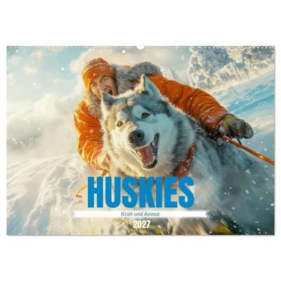 Huskies - Kraft und Anmut (Wandkalender 2027 DIN A2 quer), CALVENDO Monatskalender