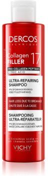 Vichy Dercos Collagen Filler 17 champô de restauração profunda antiquebra de cabelo 200 ml. Dercos Collagen Filler 17