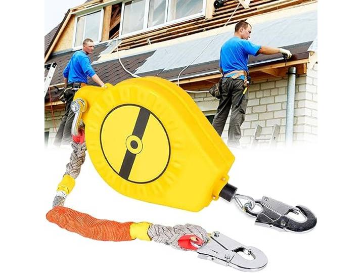 Höhensicherungsgerät, 3m-20m Absturzsicherung Einziehbar mit Stahlseil Absturzsicherung Abseilgerät für Dach und Arbeiten in der Höhe, Klettern ​Sicherungsgerät, Belastung: 150kg