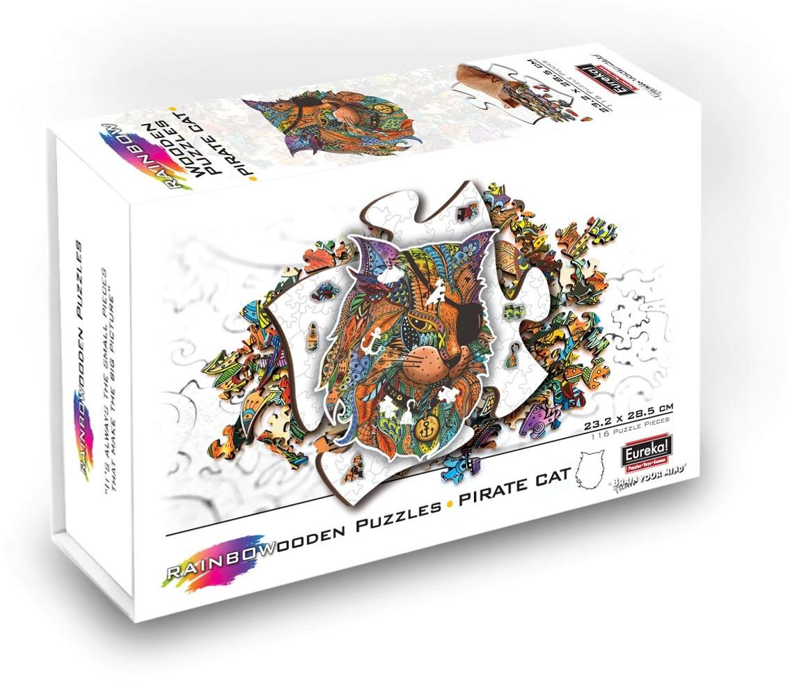Eureka houten puzzel Piratenkat - kleurrijke 2D speelgoedpuzzel met 116 stukken