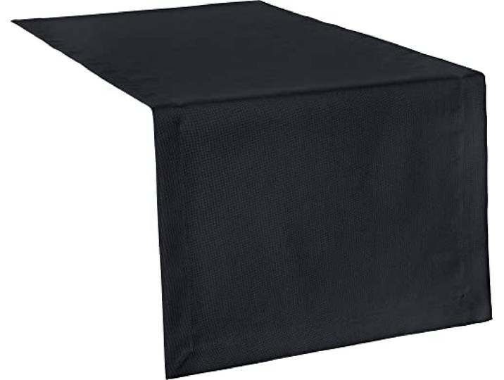Erwin Müller Tischwäsche, Tischläufer Uni, Madrid schwarz Größe 40x170 cm - angenehme, weich fließende Qualität, mit hochwirksamer Fleckschutzausrüstung, bügelleicht