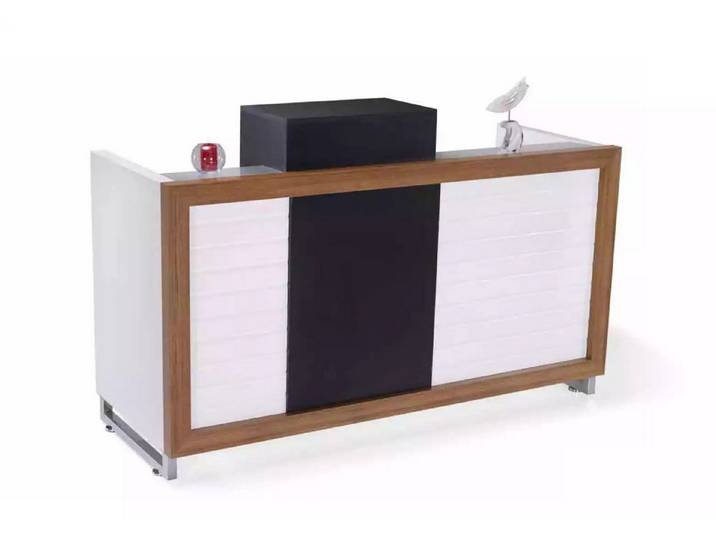 JVmoebel Empfangstheke Eleganter Empfangstresen aus Holz in Weiß mit grauen Füßen (1-St., Rezeption), Made in Europa