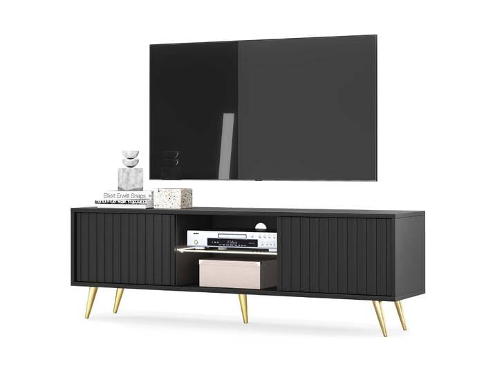 TV-Schrank Bello mit Lamellenfronten, 135 cm, schwarz mit