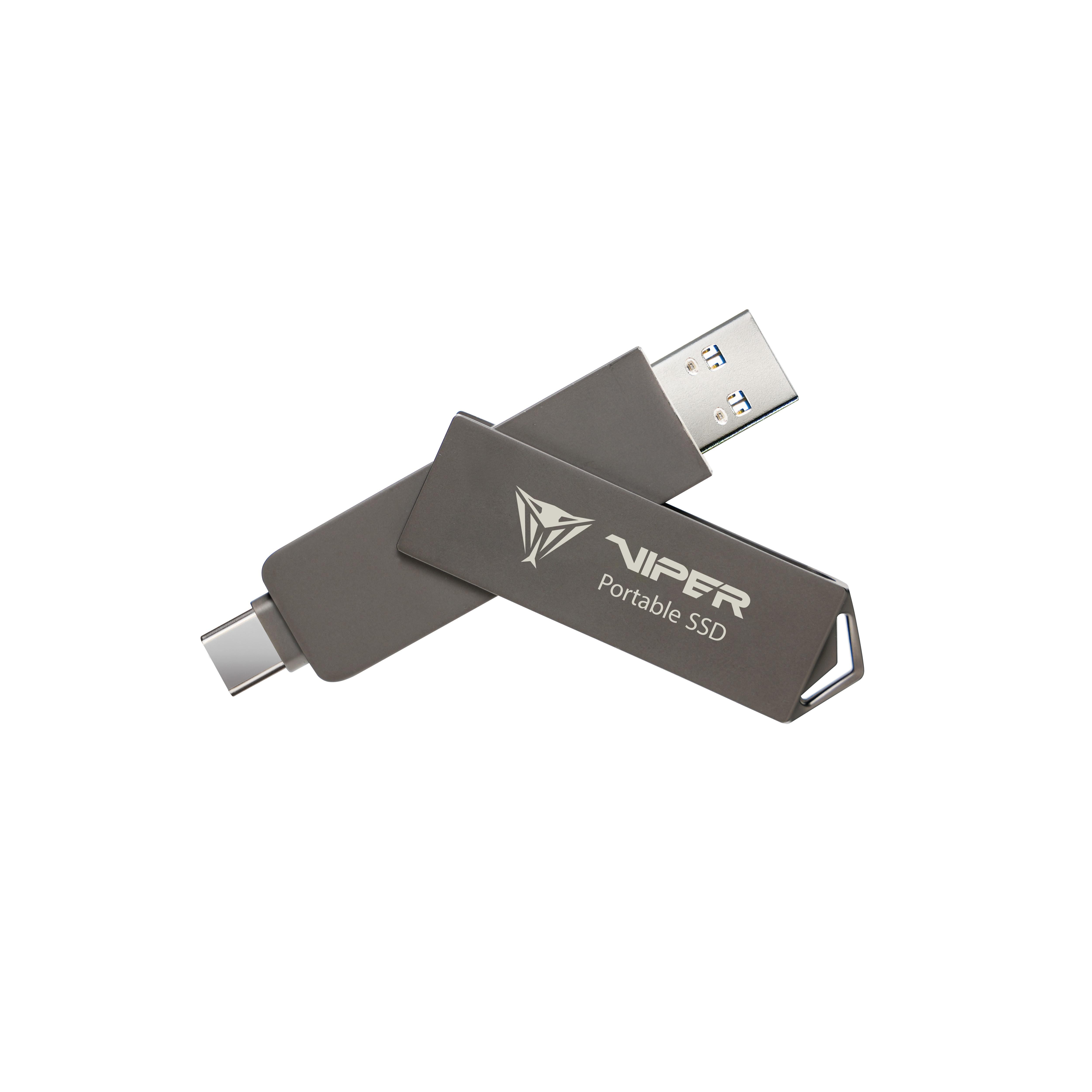 Patriot PVP30 Dual Compact 1 TB USB-A 3.1 (10Gb/​s), USB-C 3.1 (10Gb/​s) Schwarz externe Festplatte SSD PVP301TB28UDG