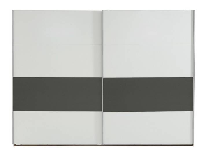 Wimex Schwebetürenschrank 2 Böden, 2 Stangen, Weiß / Graphit - 225x208x65cm (BxHxT)
