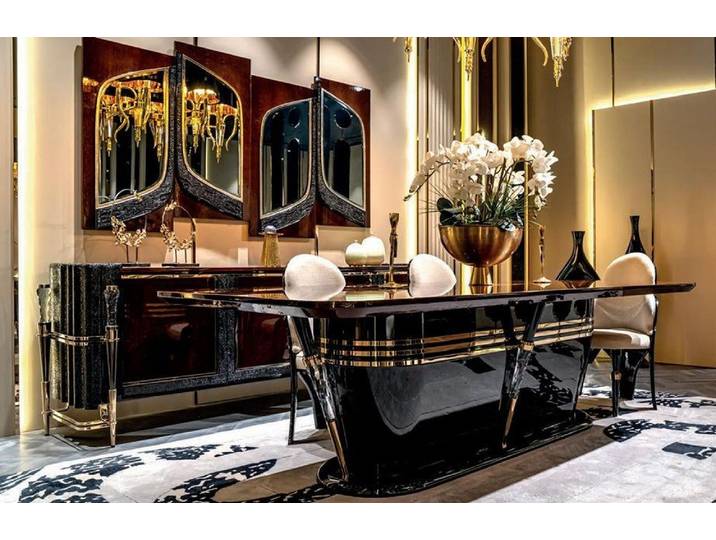 JVmoebel Esszimmer-Set Esszimmer Set 3tlg Esstisch Sideboard Spiegel Moderne Möbel, Made in Europa