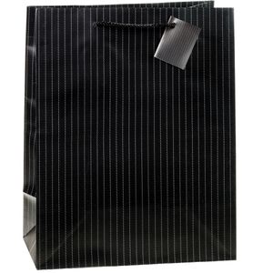 TSI Geschenktüte 86310 Nadelstreifen, Geschenktasche, 26 x 32cm, schwarz