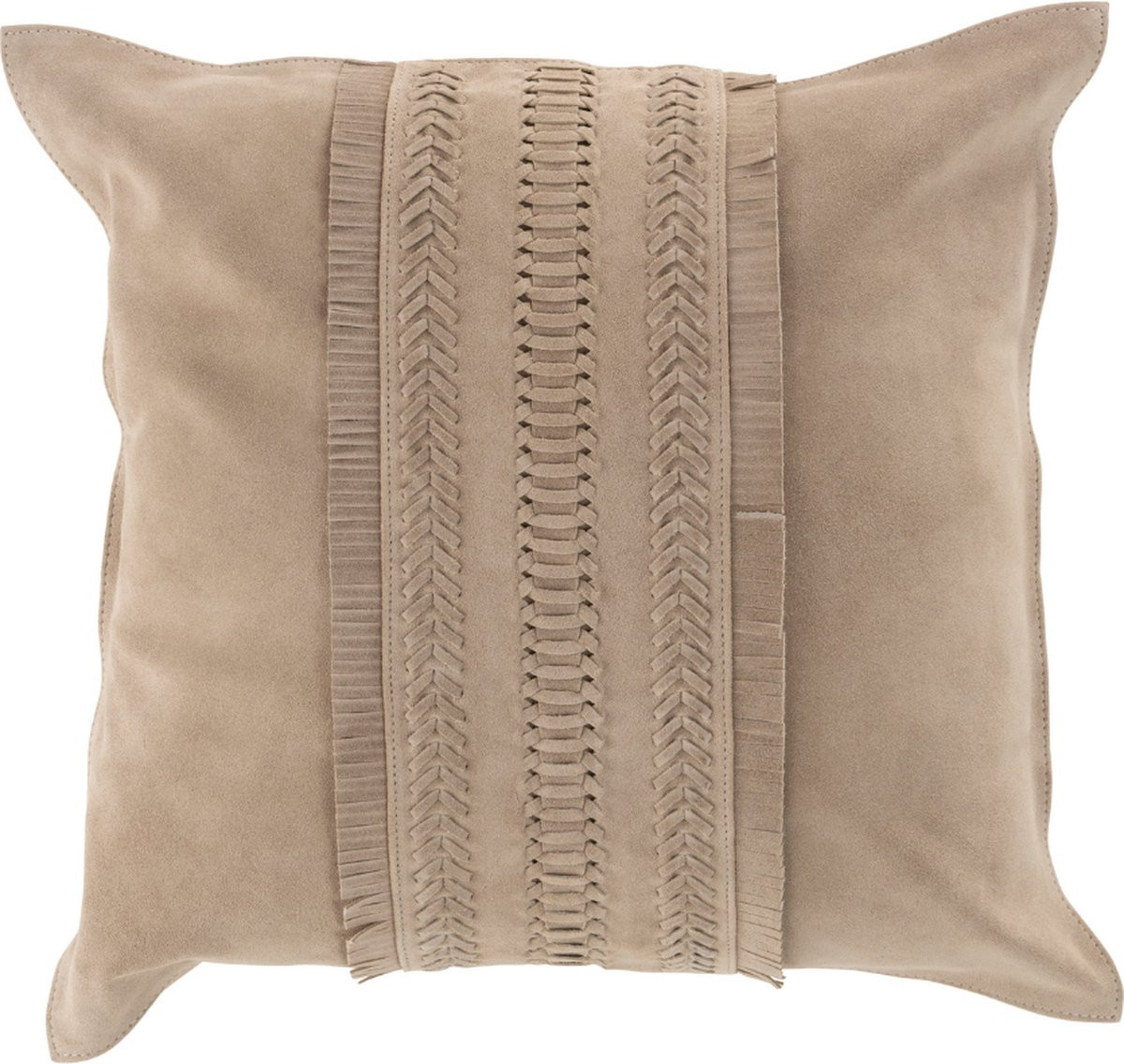 Dulaire Sierkussen Beige Kunstleer Bohemian 45x45 cm inclusief vulling