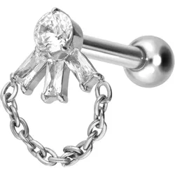 Titan Ohrpiercing mit Innengewinde LOTUSBLÜTE + KETTE