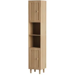 STILVORA Freistehender Badezimmerschrank MDF Eiche 32x30x169 cm mit Türen & Regalen