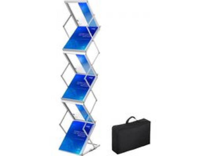 VEVOR Literaturständer, 6 Taschen, Pop-Up-Aluminium-Magazinständer, leichter Kataloghalter, Ständer mit Tragetasche für Wohnzimmer, Hotel, Messe, Ausstellung, Büro