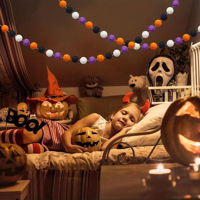 Inspired Deals Halloween Felt Ball Garland 2m Spooky Pom Pom Hanging Decoration For Parties & Home Decor Halloween Felt Ball Garland 2m Spooky Pom Pom Hanging Decoration For Parties & Home Decor
