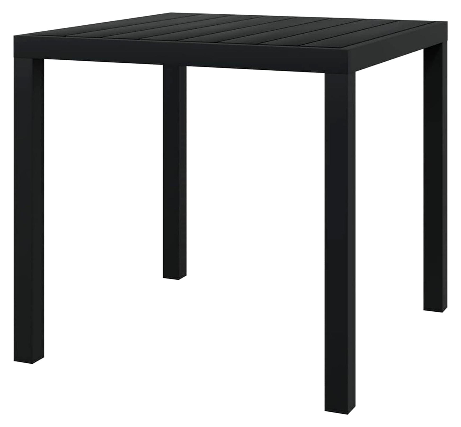 Garten-Esstisch, Couchtisch, Konsolentisch, Gartentisch, Balkontisch, Balkonmöbel Kleiner Balkon, Balkon Tisch, Beistelltisch, WPC Aluminium 80 x 80 x 74 cm Schwarz