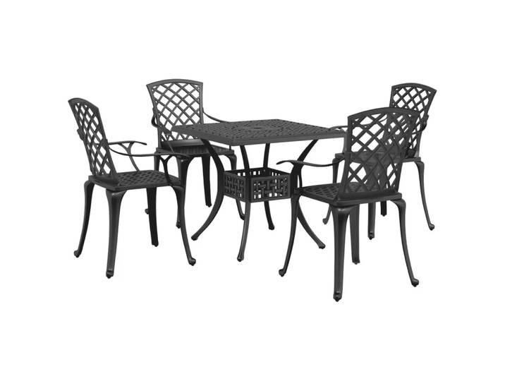 VidaXL - Garten essgruppe aluminium, One Size, Schwarz