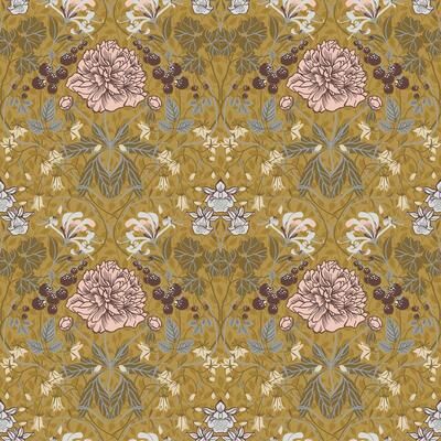 A-Street Prints Celestine Mustard Floral Wallpaper