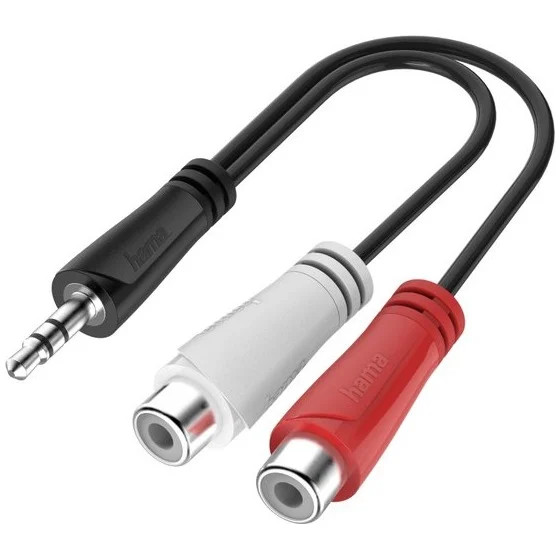 Hama Audio-adapter Stereo Mini jack naar Cinch, Zwart