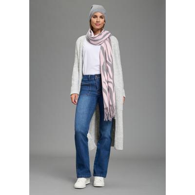 Schal LAURA SCOTT, Damen, rosa, grau, Web, Kunstfaser, gemustert, Modetücher Schal, mit Animalmuster, einlagige Webstruktur