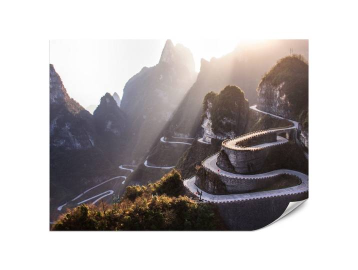 FOTOTAPETE für Wohnzimmer Felsige Bergstraße Sonnenuntergang 200x140