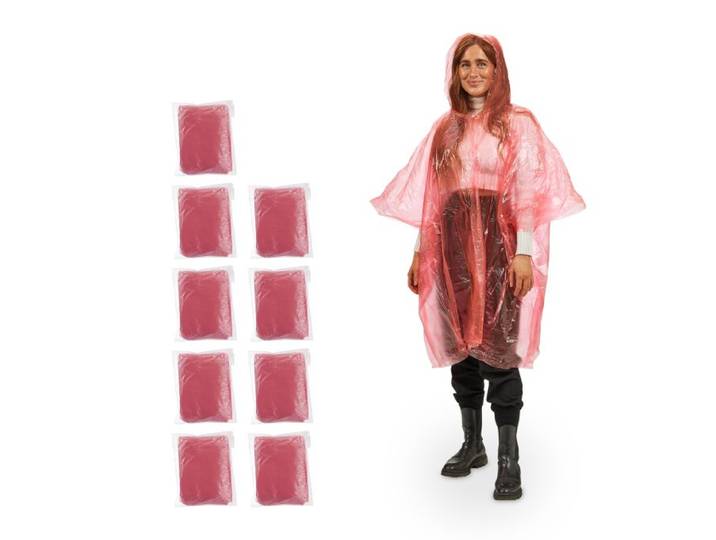 Relaxdays 100x Regenponcho rood