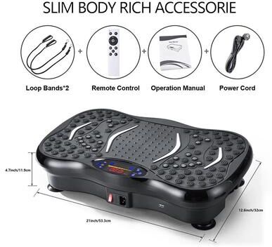 Uplifted Goods Adjustable Bluetooth Vibration Plate Exercise Machine For Full Body Workout black