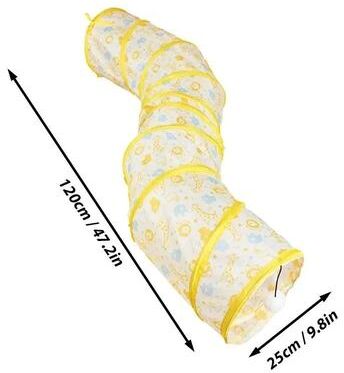 Inspired Living Collapsible S Shape Cat Tunnel Toy For Indoor Play yellow S Shape