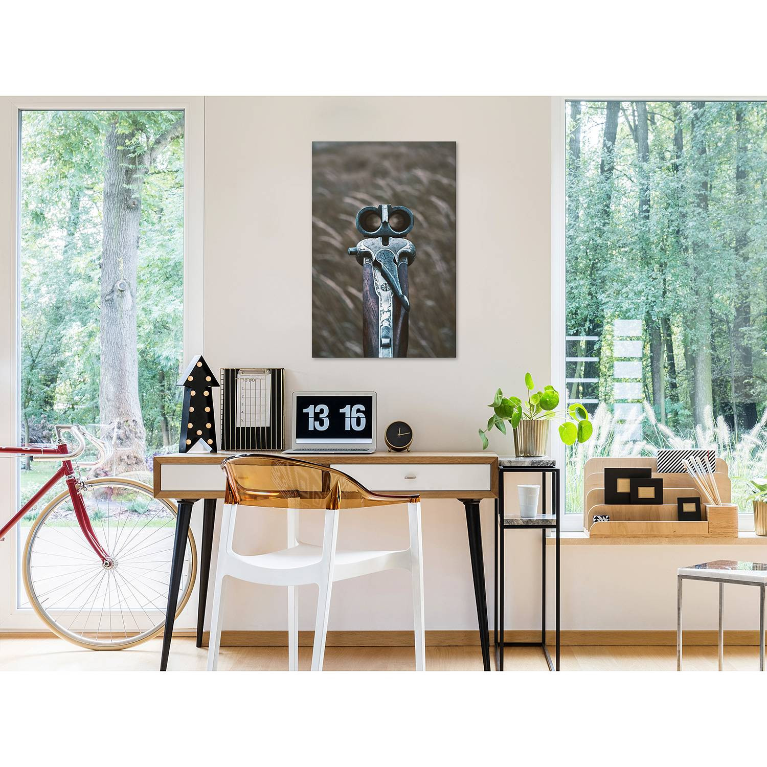 home24 Afbeelding Shotgun abstracte foto grijs linnen 40 x 60 cm