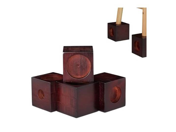 Relaxdays Lot de 4 rehausseurs de meubles en bambou Marron foncé 9\,4 cm agrandissement tables\, pieds chaises\, 9\,4 cm
