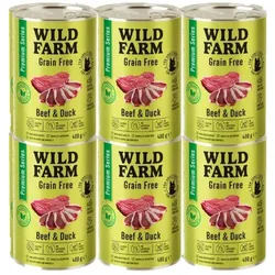 WILD FARM Premium getreidefreies Rind und Ente 12x400g - getreidefreies Katzenfutter