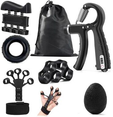 Uplifted Finds Grip Strength Trainer Kit For Hand Exercise Muscle Building And Injury Recovery Training 6 Pcs Set black