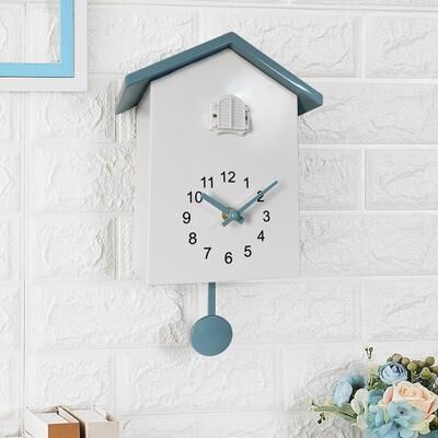 Daily Discovery Cuckoo Wall Clock Decorative Bird Wall Clock Modern Home Decor blue White