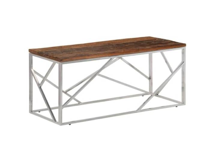 Couchtisch aus massivem Lärchenholz und Edelstahl, modernes Design