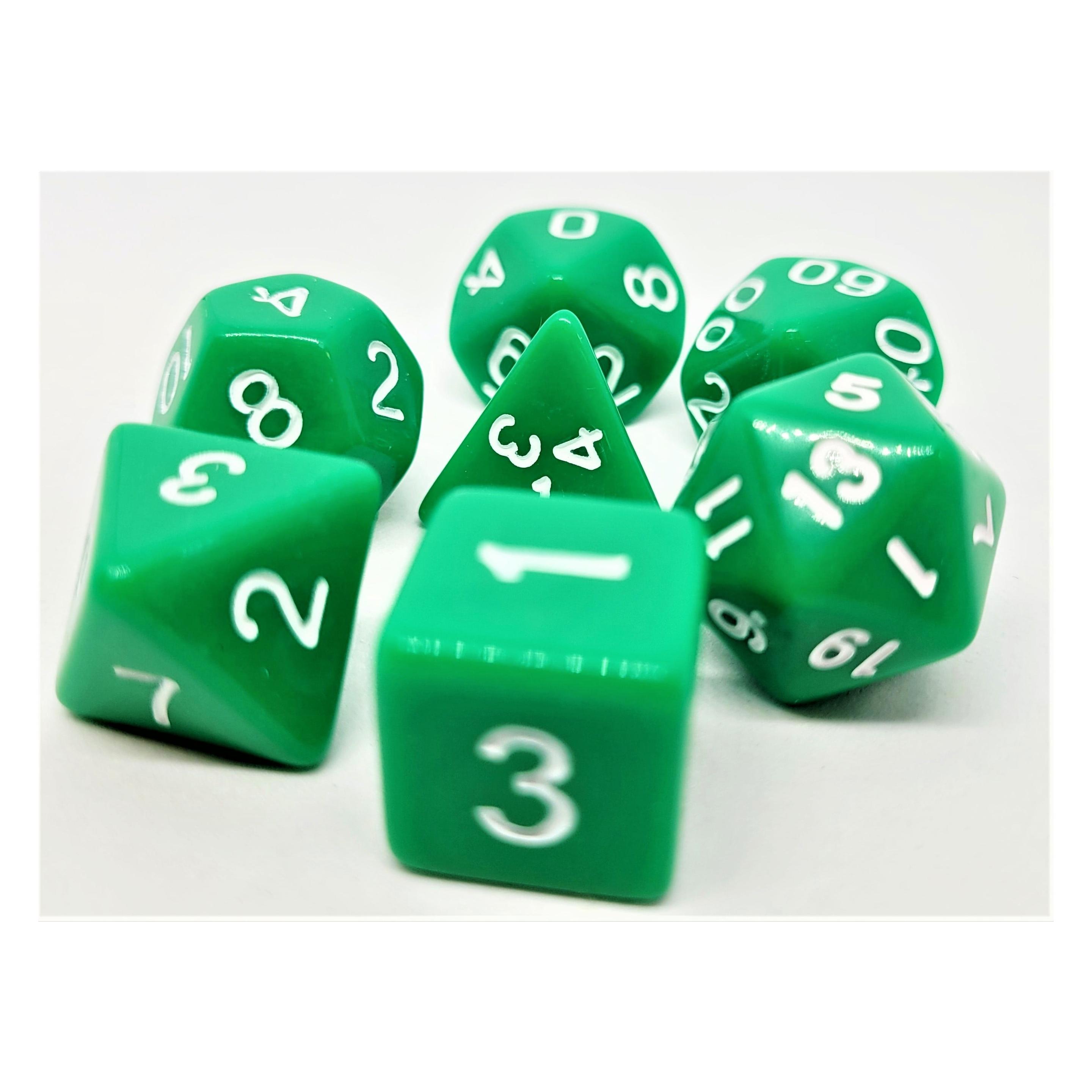 Dice4friends Würfelset Opaque: Green/White (7) (DIC37304)