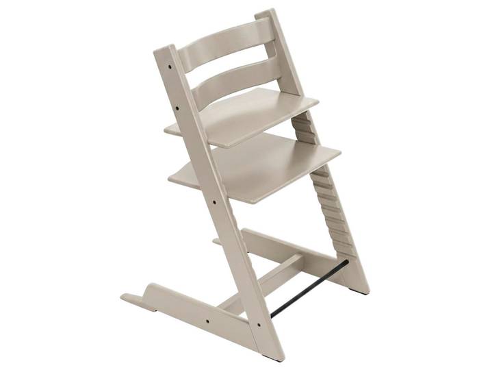 Stokke Hochstuhl Tripp Trapp, Greige, Holz, Buche, 46x79x49 cm, Fußstütze verstellbar, Sitzfläche verstellbar, Holzmöbel, Sitzgelegenheiten Holz, Hochstühle und Tischsitze Holz