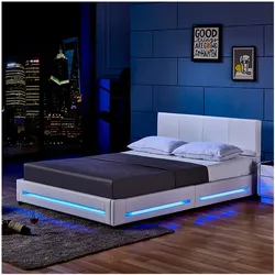 HOME DELUXE LED Bett ASTEROID - 180 x 200 cm Weiß