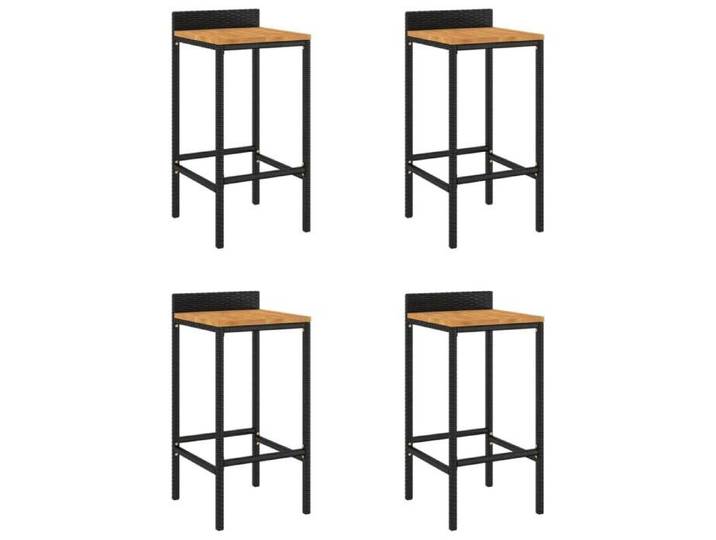 Mode Tabourets de bar/cuisine - lot de 4 - PARAJIE - max charge 110kg - noir résine tressée et bois d'acacia @5970325230