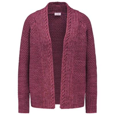 Strickjacke GOLDNER "Elegante Grobstrickjacke, Zopfmuster", Damen, Gr. 44, rot (winterrot, melange), Obermaterial: 70% Baumwolle CO. 30% Polyacryl PAN., normal, Sonstiges, Strickjacken Strickjacke, Ohne