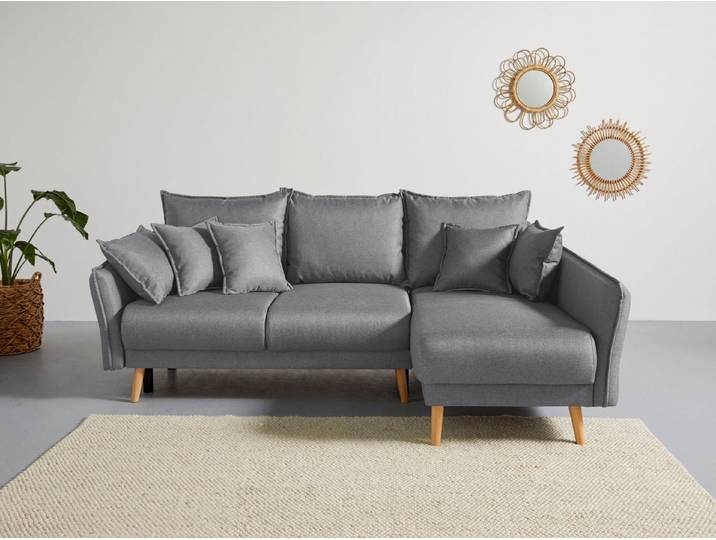 Home affaire Ecksofa Granbo L-Form, B: 240 cm, Schlaffunktion, Bettkasten, Taschen & 5 Zierkissen, Federkern
