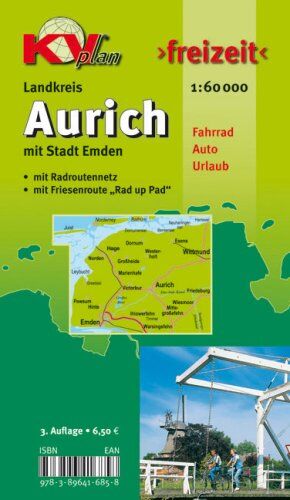 Aurich Landkreis mit Stadt Emden 1 : 60 000: Freizeitkarte mit beschilderten Radroutennetz und touristischen Radrouten der Region - Preis vom 12.10.2026 11:37:12 h