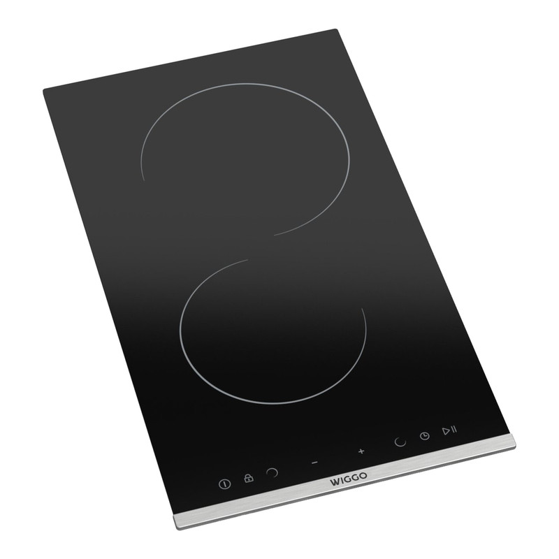 Wiggo WH-E312G(B) inbouwinductiekookplaat met 2 kookzones, aanraakbediening, zwart