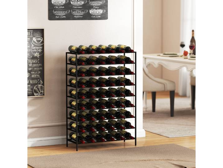 HOMCOM Rack à Vin Métal Noir 54 Bouteilles 63x25x91cm