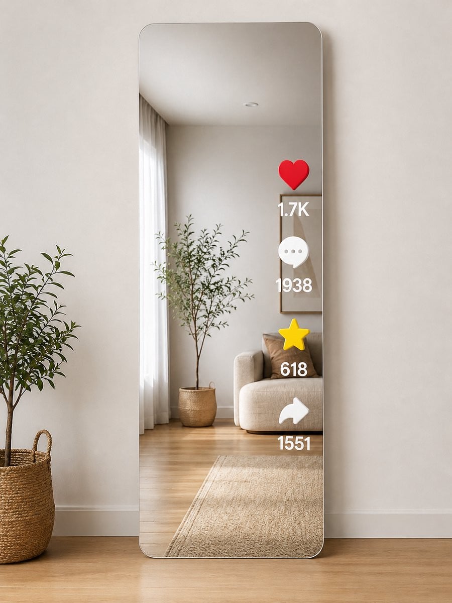 UNIEGG Social Spiegel Decoratie met Likes, Reacties, Favorieten en Shares