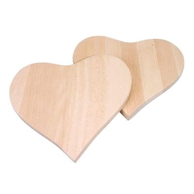 PEBARO FRUE2 - Frühstücksbrettchen Herz, Holz, Herzform, 2 Stück, Größe 19x18x1cm