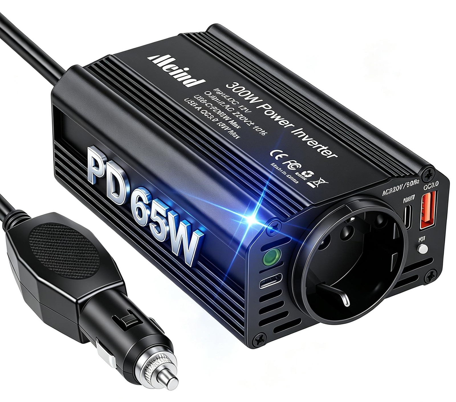 Selius Omvormer Auto 300 W - 12 Volt naar 230 Volt