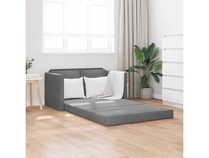 HEFZGDB Bodensofa mit Schlaffunktion Dunkelgrau 122x204x55 cm Samt 2-in-1 Sitzgelegenheit faltbares Metallgestell komfortable Sitzkissen vielseitig Wohnzimmer Schlafzimmer