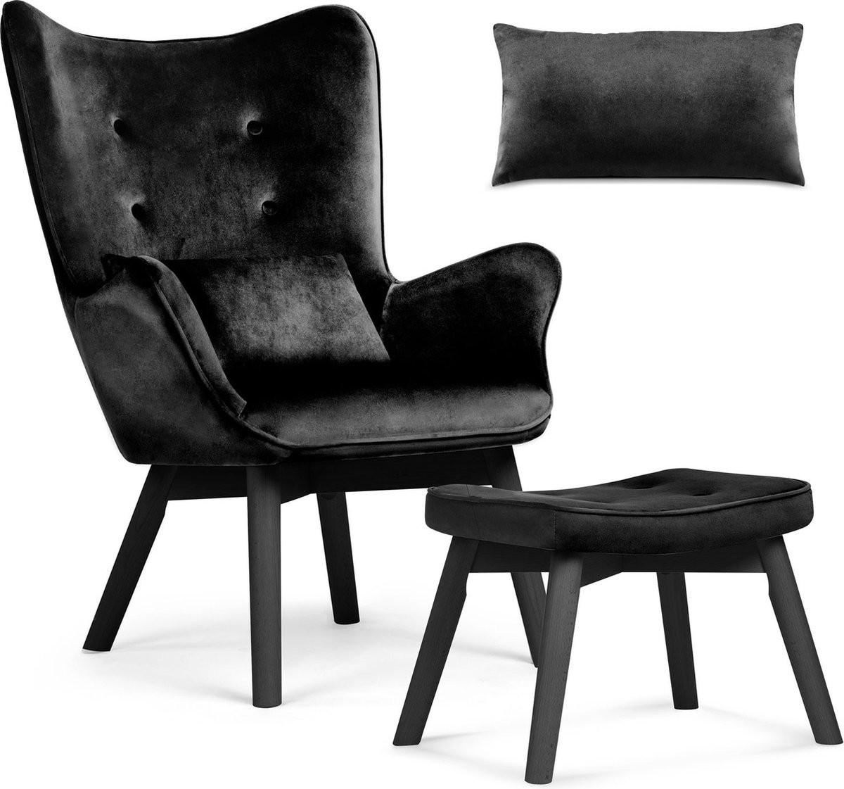 Sofotel Norse vleugelfauteuil met voetenbank - zwart