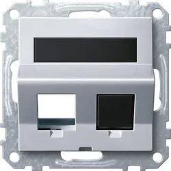 Merten MEG4568-0460 Schrägauslass 2fach mit Tragring und Schriftfeld für Modular Jack, aluminium, System M MEG45680460